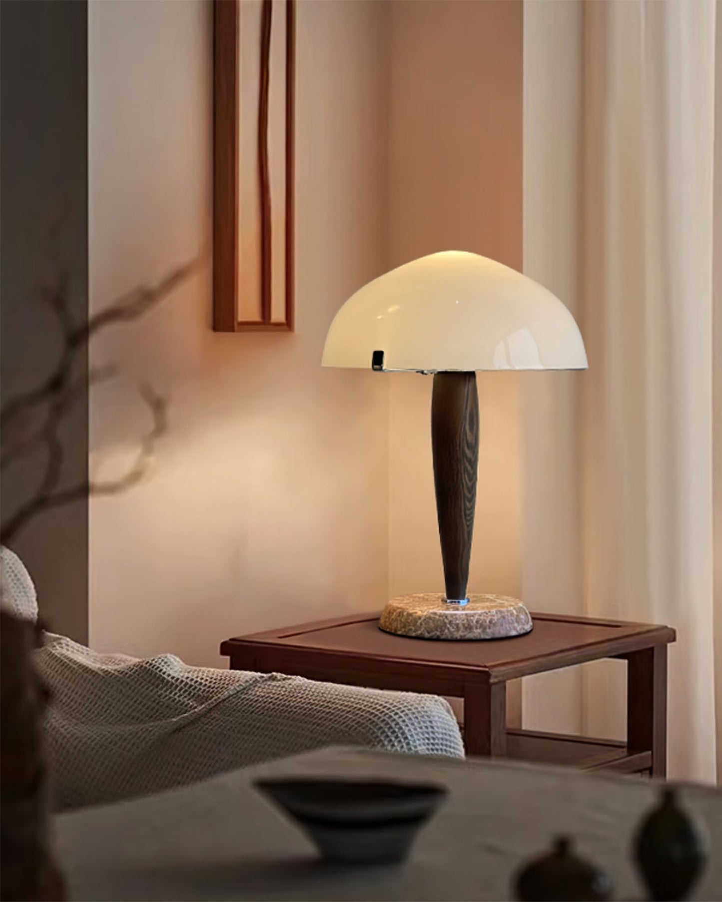 PureGlow – Marble Base Table Lamp with Glass Top