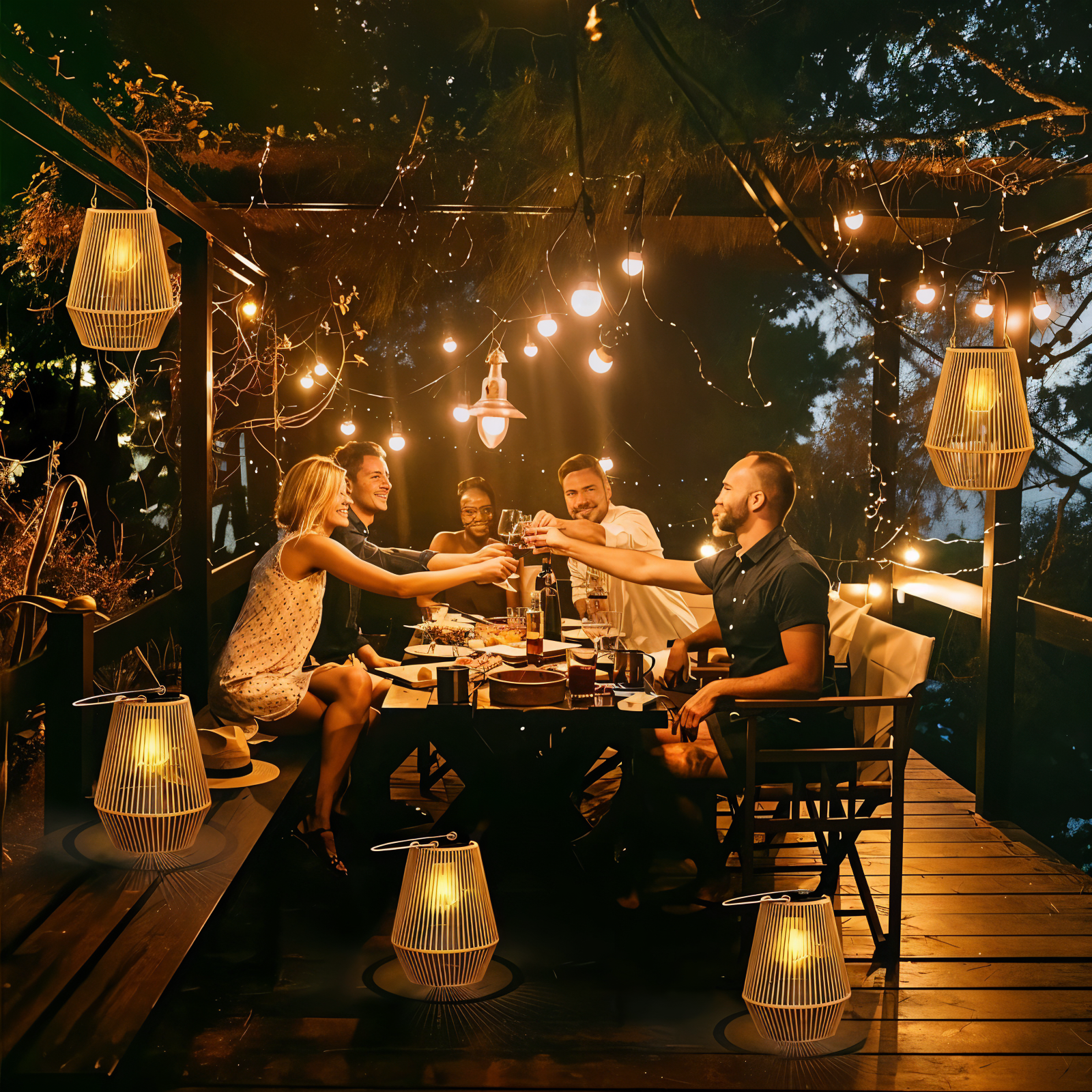 Elegant Solar Bamboo Outdoor Lantern - Waterproof Garden Lanterns for Cozy Ambiance-4