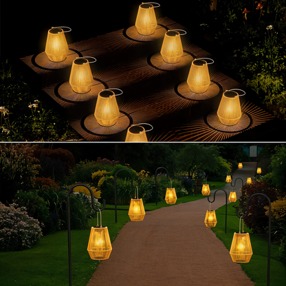 Elegant Solar Bamboo Outdoor Lantern - Waterproof Garden Lanterns for Cozy Ambiance-5