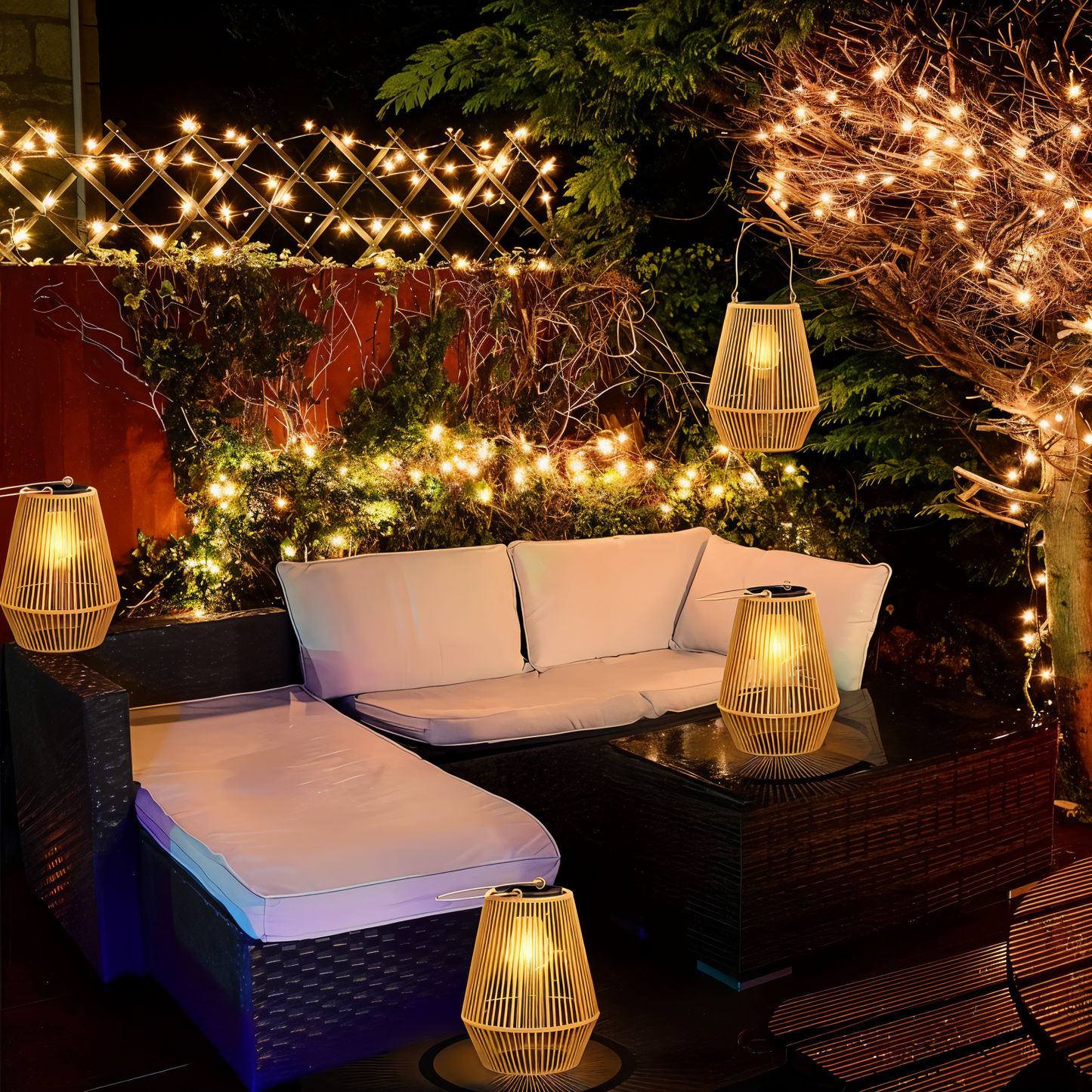 Elegant Solar Bamboo Outdoor Lantern - Waterproof Garden Lanterns for Cozy Ambiance-3