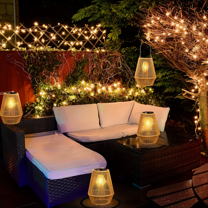 Elegant Solar Bamboo Outdoor Lantern - Waterproof Garden Lanterns for Cozy Ambiance-3