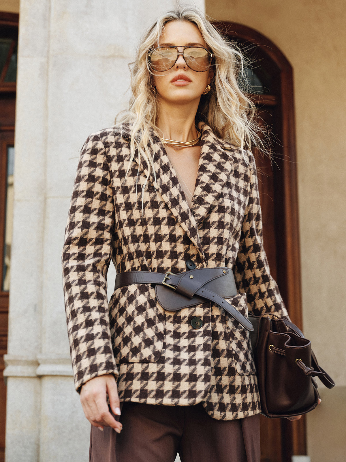 Houndstooth Belted Blazer 4