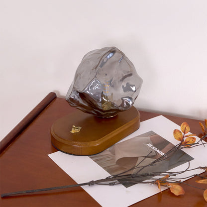 RusticLume – Amber Glass and Wooden Table Lamp