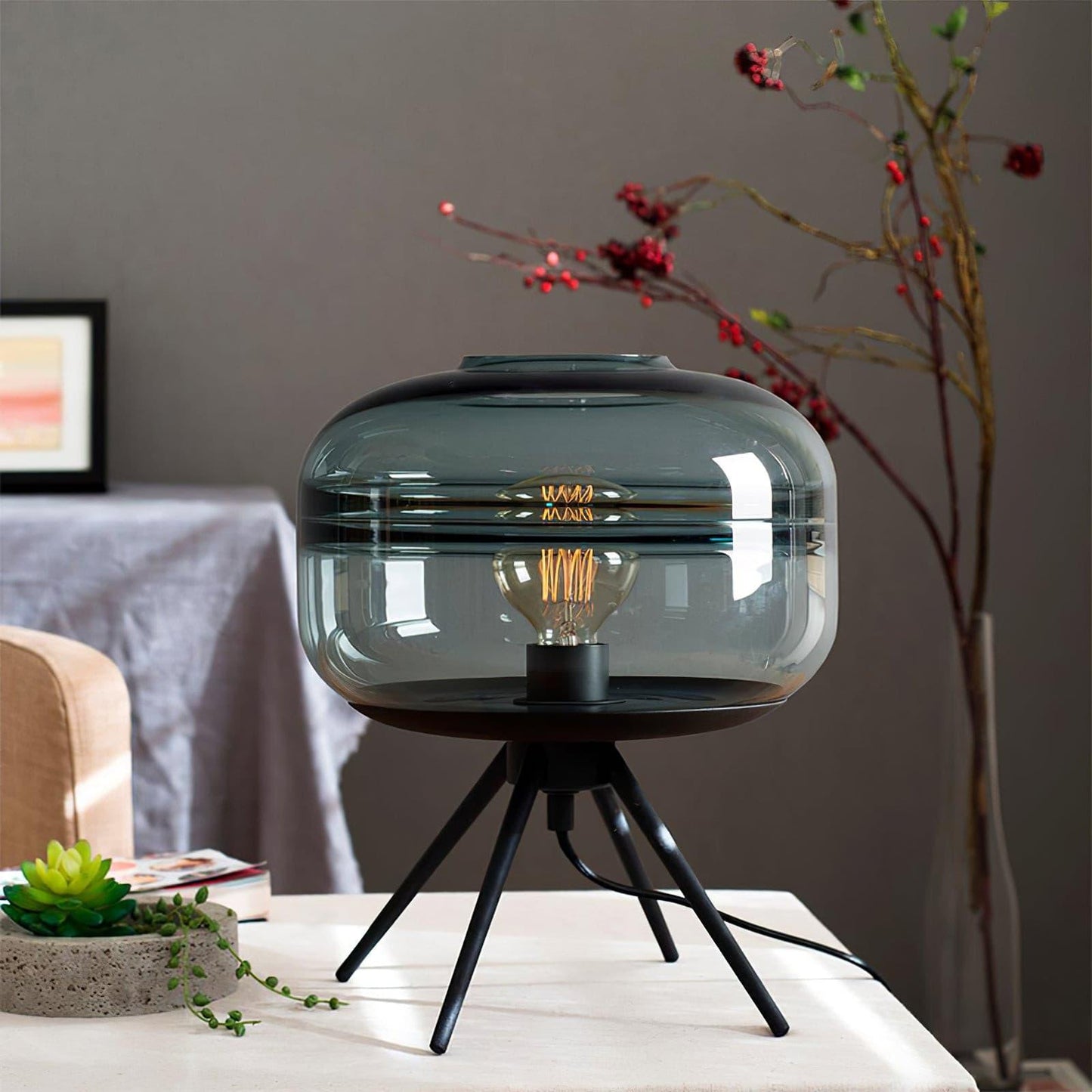 GlowJar - Lampe de table LED avec boîtier en verre et lueur chaleureuse