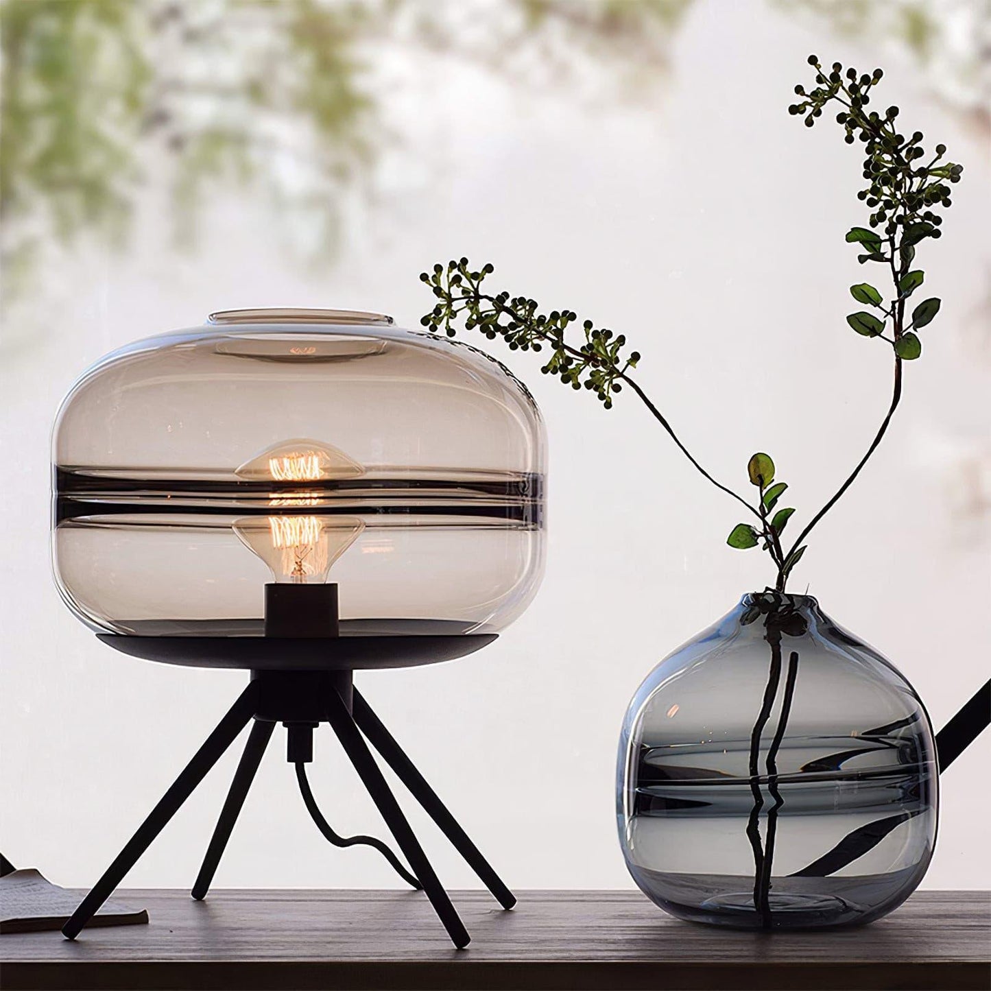 GlowJar - Lampe de table LED avec boîtier en verre et lueur chaleureuse