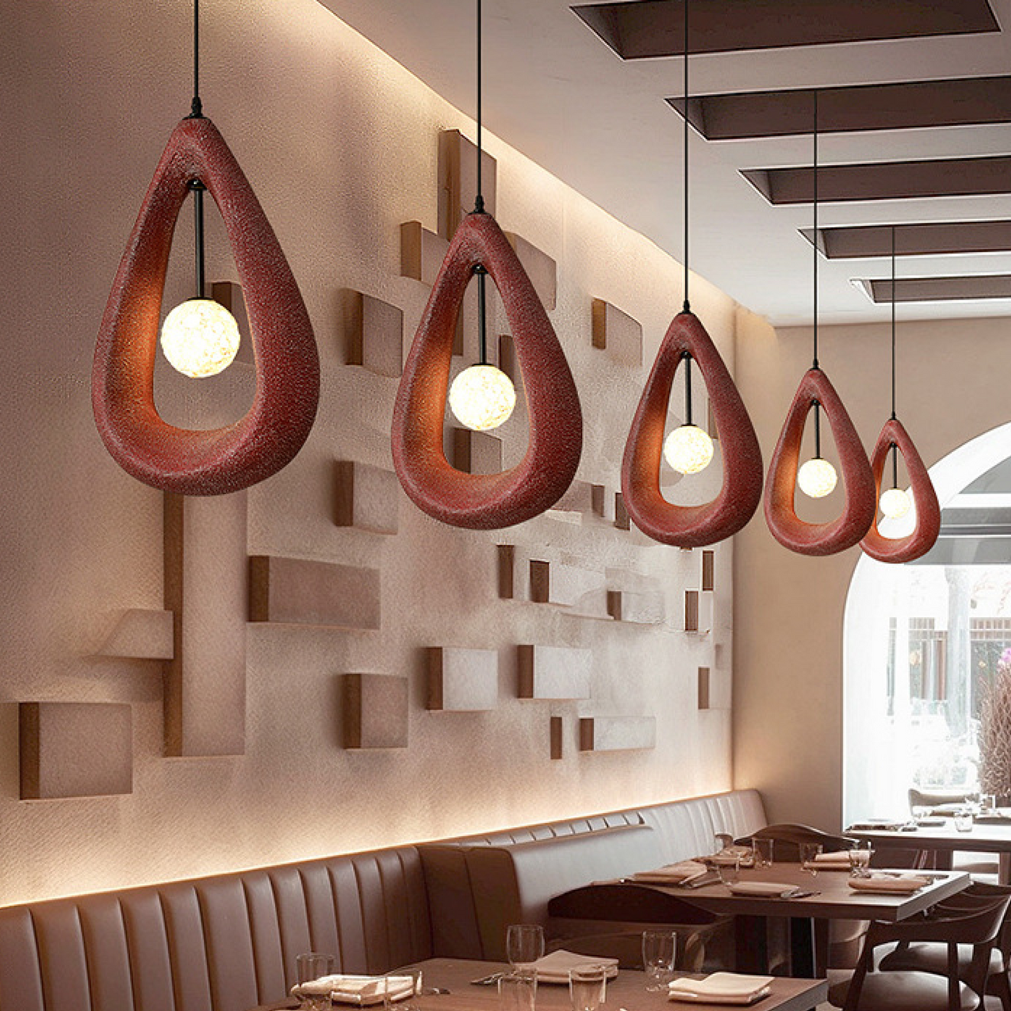 Japandi Oval Pendant Lamp 2