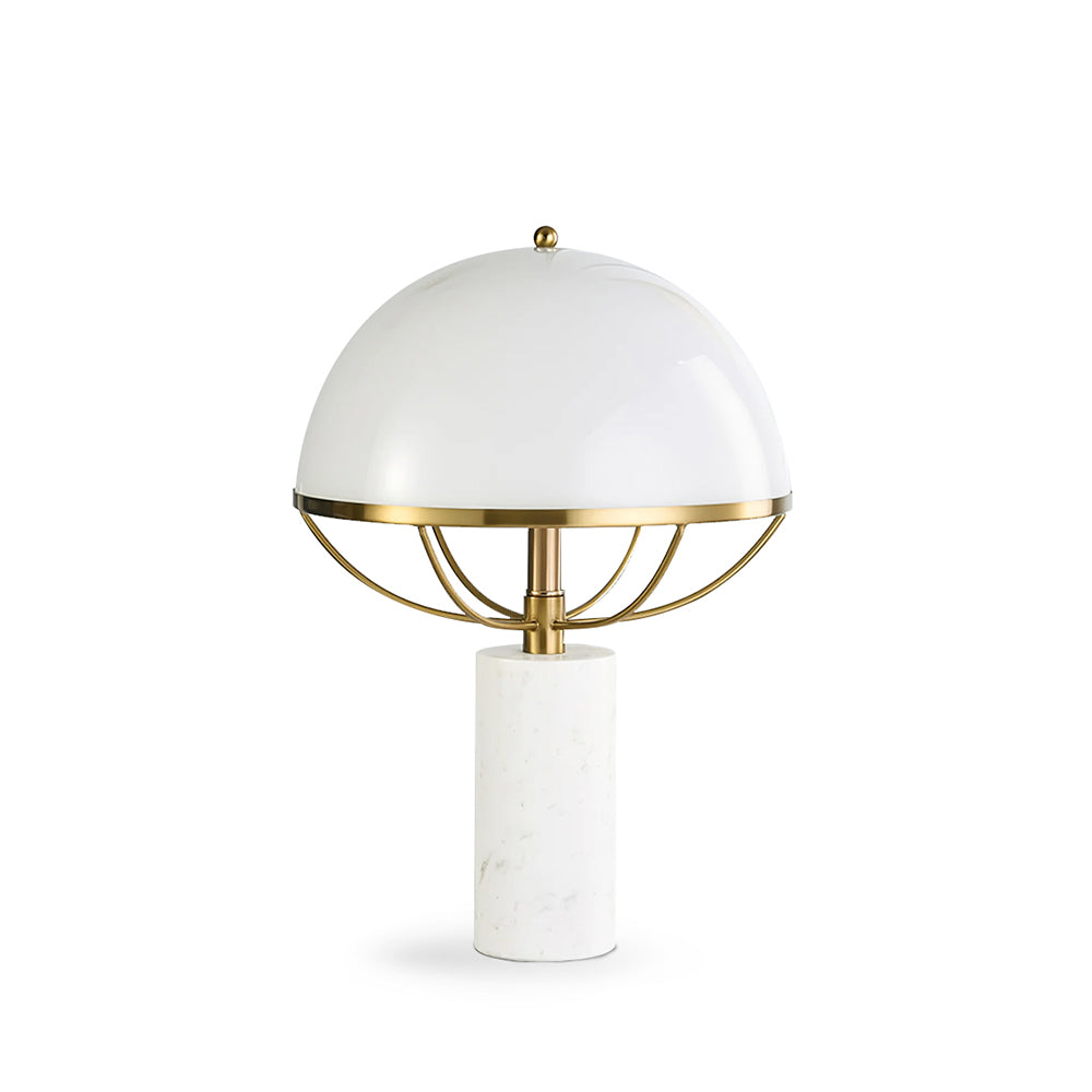 LuxeGlow – Glass Lamp with Golden Finish and Marble Stand