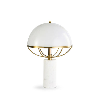 LuxeGlow – Glass Lamp with Golden Finish and Marble Stand