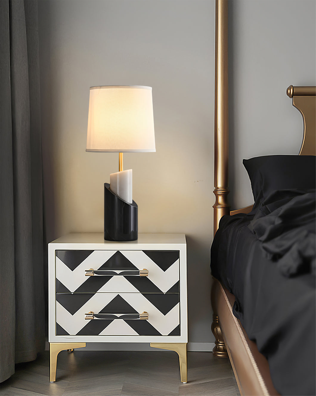 BrassAura – Marble Table Lamp with Luxe Brass Finish