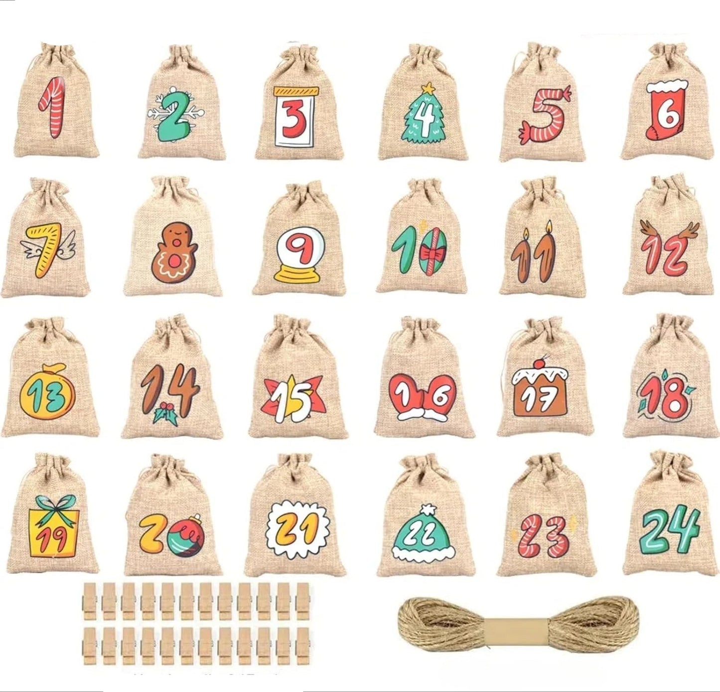 JuteNest | Charming Eco-Friendly Advent Countdown Hanging Calendar 0