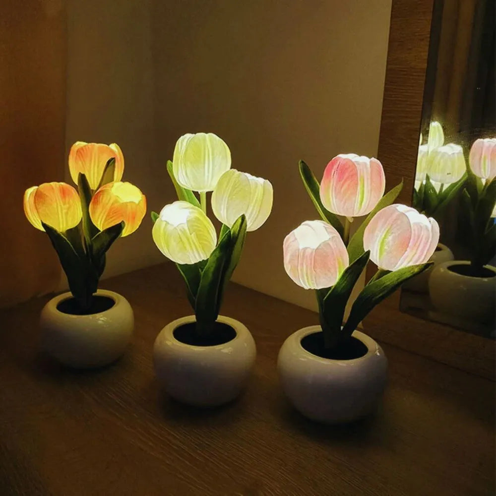 LED Table Lamp Floral Pot Light Decor 6
