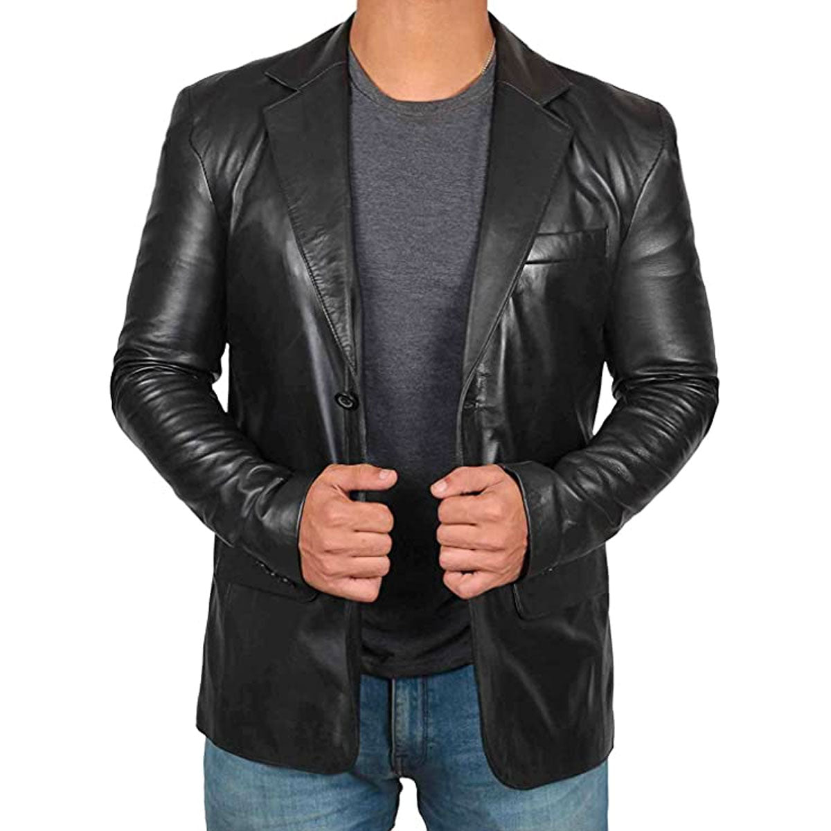 JaySmith Men's Blazer Jacket - Premium Leather, Modern Cut, Versatile Design-1