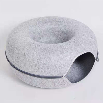 Variant image for Cozy Donut Cat Bed – Plush Material, Anti-Slip Base, 20-Inch Diameter, Ideal for Relaxation and Play-3