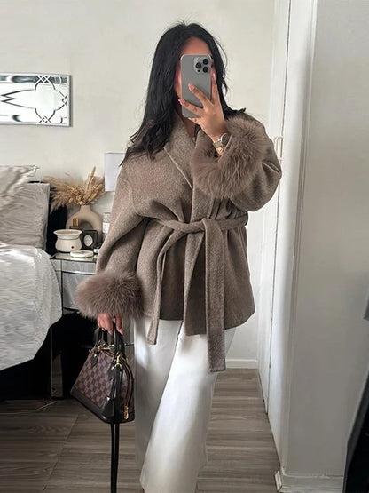 Lace-Up Elegance Women's Coat – Stylish Winter Coat for Chic Looks, Multiple Sizes Available 0