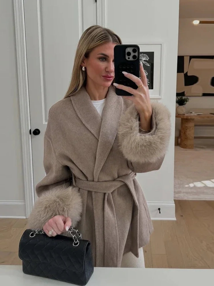 Lace-Up Elegance Women's Coat – Stylish Winter Coat for Chic Looks, Multiple Sizes Available 3