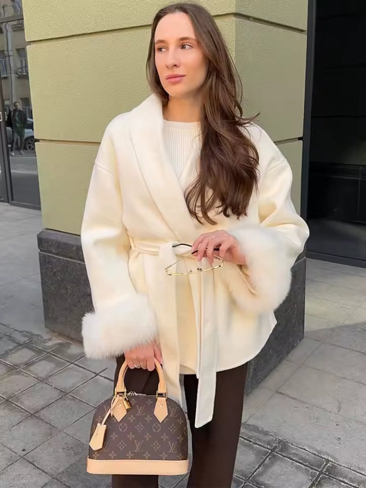 Lace-Up Elegance Women's Coat – Stylish Winter Coat for Chic Looks, Multiple Sizes Available 4