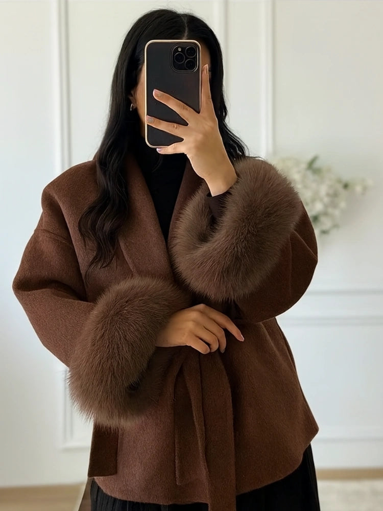 Lace-Up Elegance Women's Coat – Stylish Winter Coat for Chic Looks, Multiple Sizes Available 6