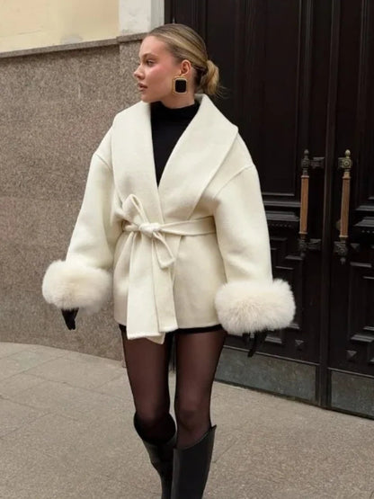 Lace-Up Elegance Women's Coat – Stylish Winter Coat for Chic Looks, Multiple Sizes Available 7