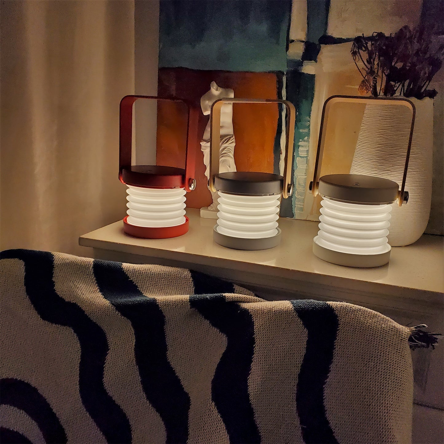 GlowLantern - Elegant Portable Table Lamp with Cozy Illumination