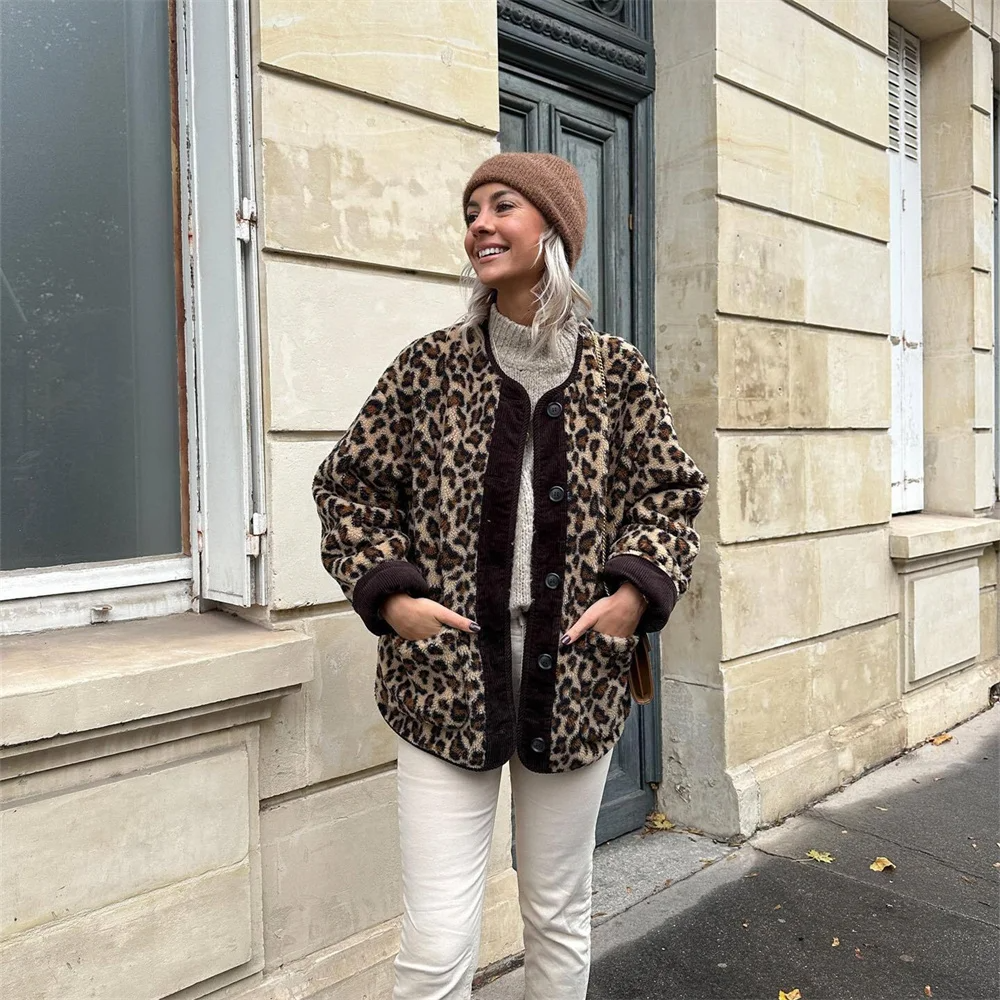 Leah | Leopard print O-neck jacket 0