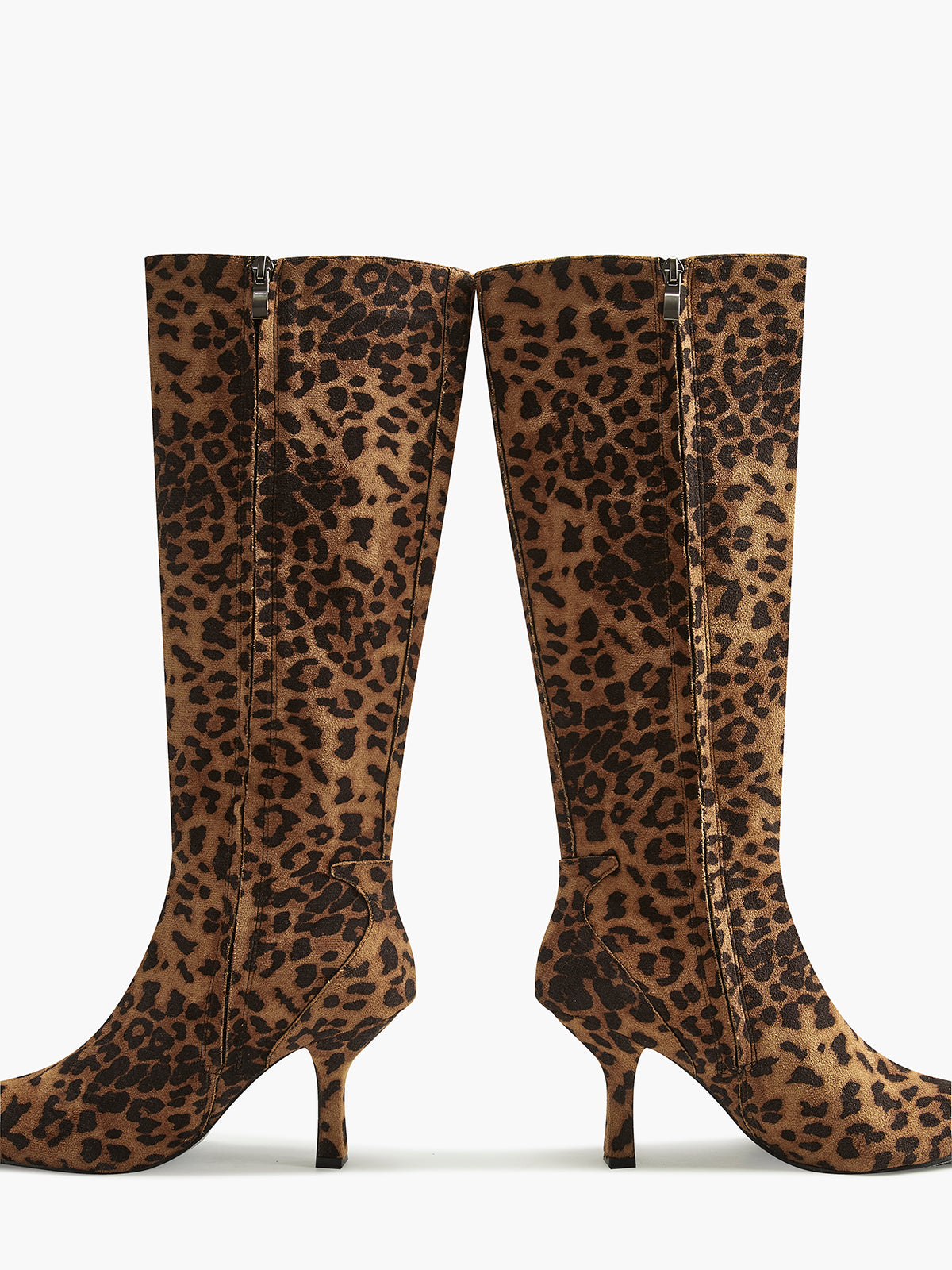 Leopard Print Knee High Boots for Women with Pointed Toe and Mid-Heel – Stylish & Comfortable 5