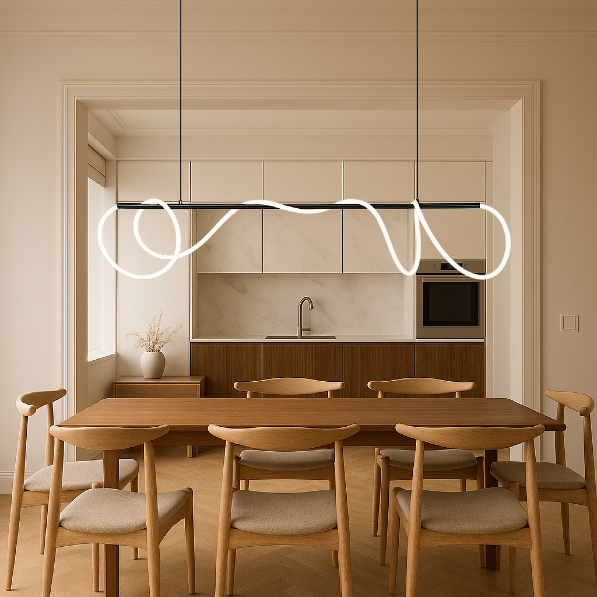 Linear kitchen table pendant lamp 0