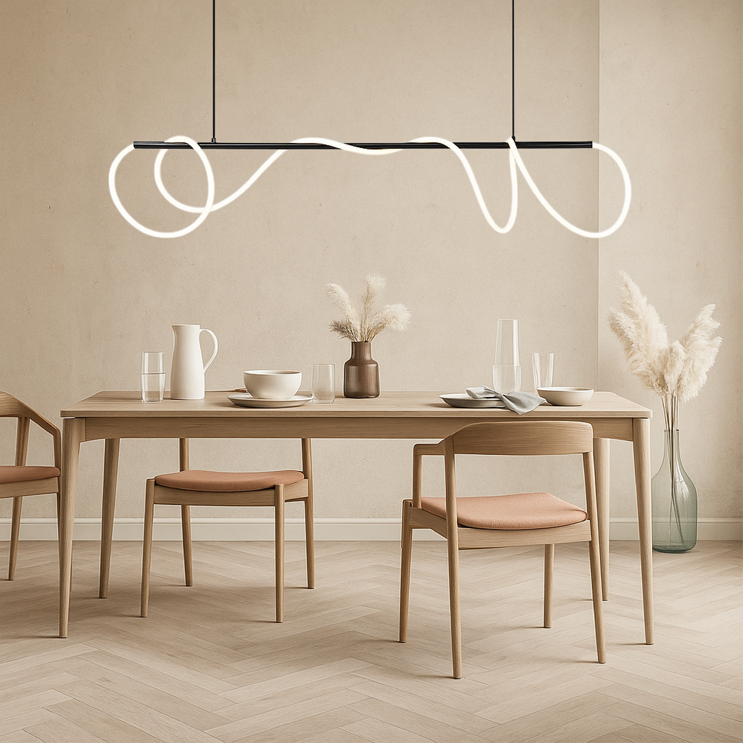 Linear kitchen table pendant lamp 1