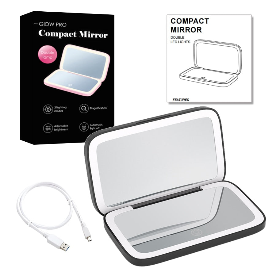 Luminara | Elegant Compact LED Makeup Mirror with Dual Magnification 18