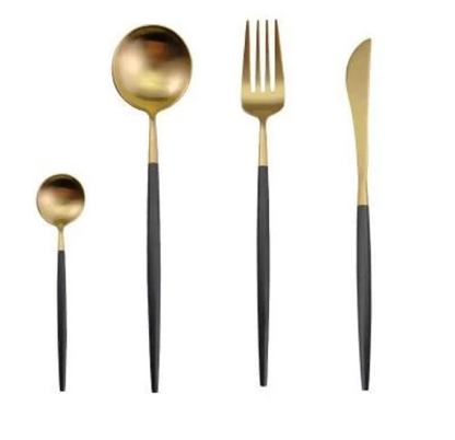 LuxeGleam | Elegant Gold Silver 24-Piece Stainless Steel Cutlery Set 14