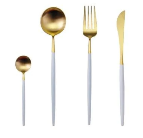 LuxeGleam | Elegant Gold Silver 24-Piece Stainless Steel Cutlery Set 18