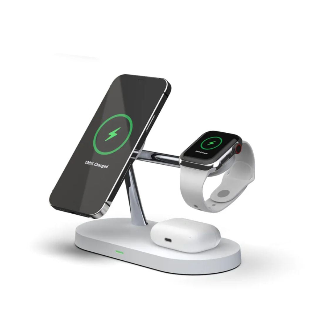 3-in-1 Wireless Charger for Smartphone, Smartwatch, and Earbuds – Fast Charging Station with Modern Design-1
