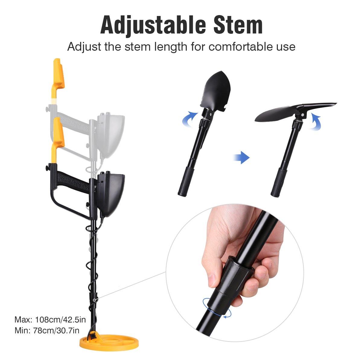 Mega Detector Gold Metal Detector With Shovel + Headphones 3