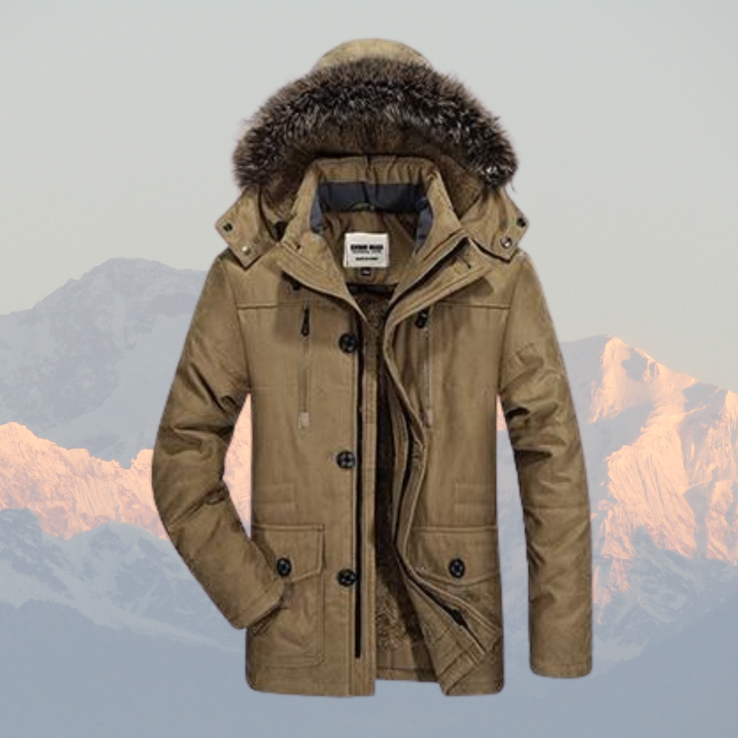 Men's Insulated Winter Parka Jacket with Faux Fur Hood – Water-Resistant Mid-Length Winter Jacket 3