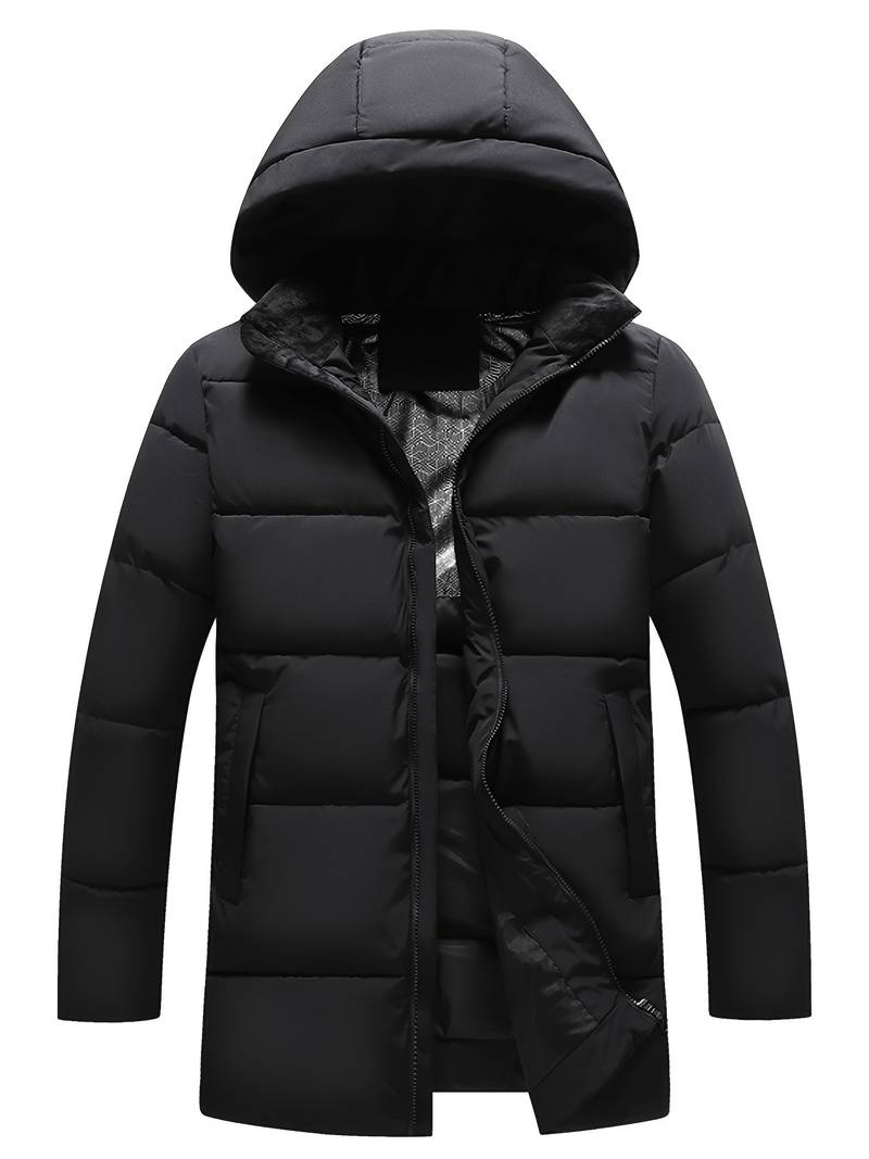 Men's Long Quilted Winter Jacket with Graphene Lining and Hood – Best Winter Coat for Casual Wear 0