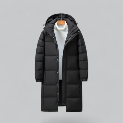 Men's Puffer Long Hooded Winter Coat | Warm 0