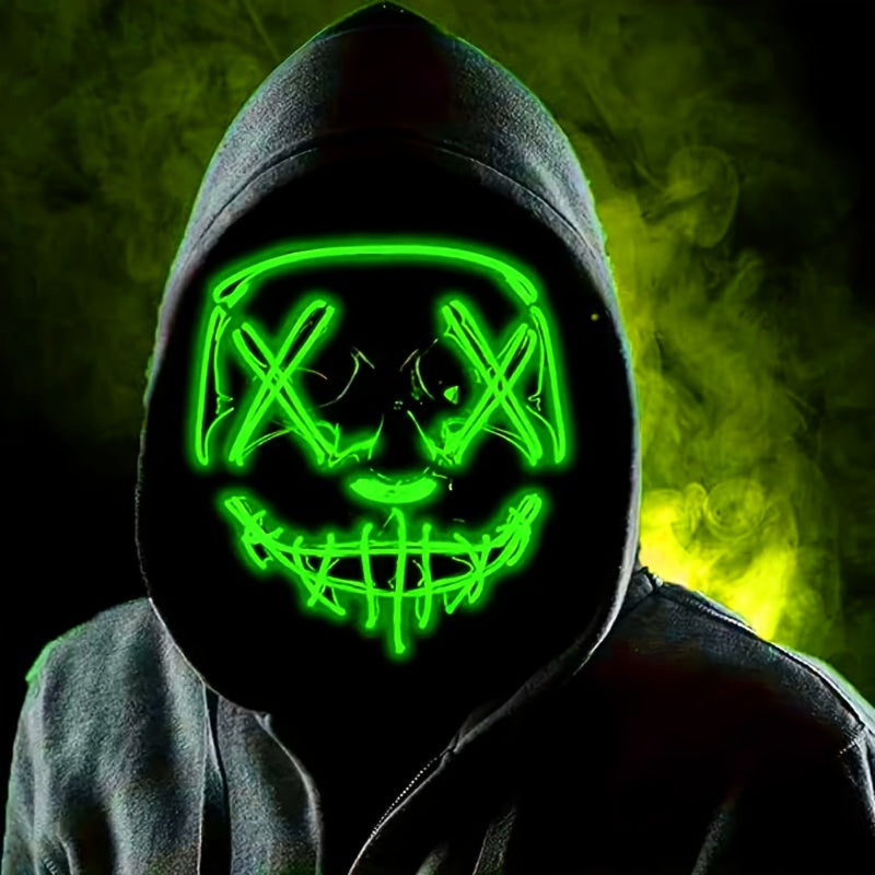 Men’s Scary LED Halloween Mask | Light Up Anonymous Cosplay 4