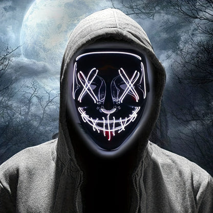 Men’s Scary LED Halloween Mask | Light Up Anonymous Cosplay 6