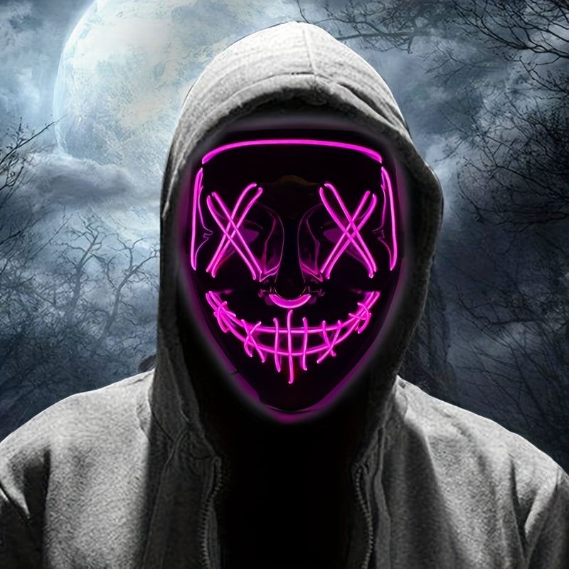 Men’s Scary LED Halloween Mask | Light Up Anonymous Cosplay 8