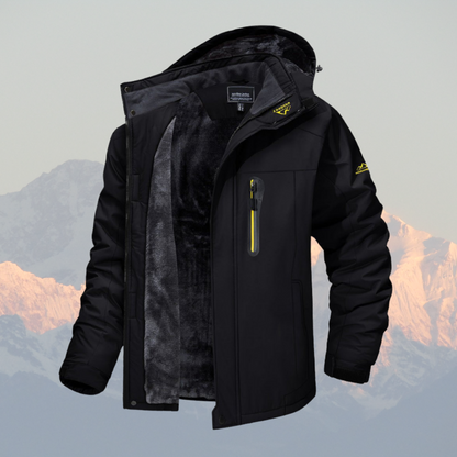 Men's Waterproof Fleece Jacket for Winter with Adjustable Hood - Outdoor Winter Coat 1