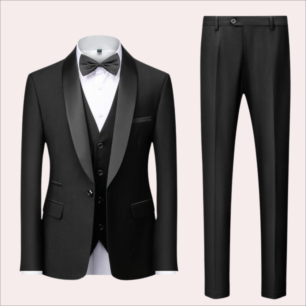 Variant image for Mikkel - Stylish Black Suit for Men, Slim Fit Wedding Suit, 2-Piece Set-7