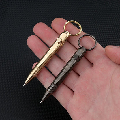 Mini Brass Tactical Pen Keychain – Durable Self-Defense Tool with Smooth Writing for Everyday Use 0