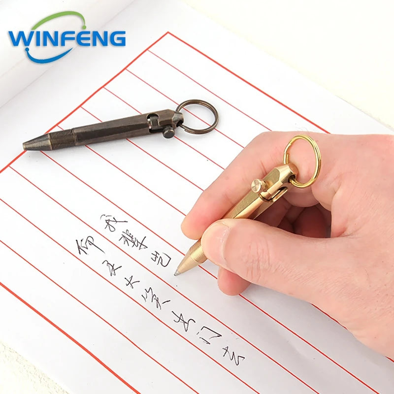 Mini Brass Tactical Pen Keychain – Durable Self-Defense Tool with Smooth Writing for Everyday Use 2