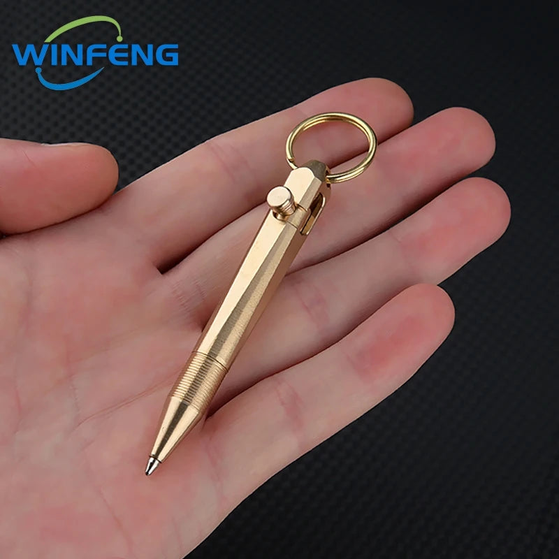 Mini Brass Tactical Pen Keychain – Durable Self-Defense Tool with Smooth Writing for Everyday Use 3