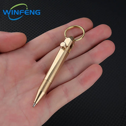 Mini Brass Tactical Pen Keychain – Durable Self-Defense Tool with Smooth Writing for Everyday Use 3