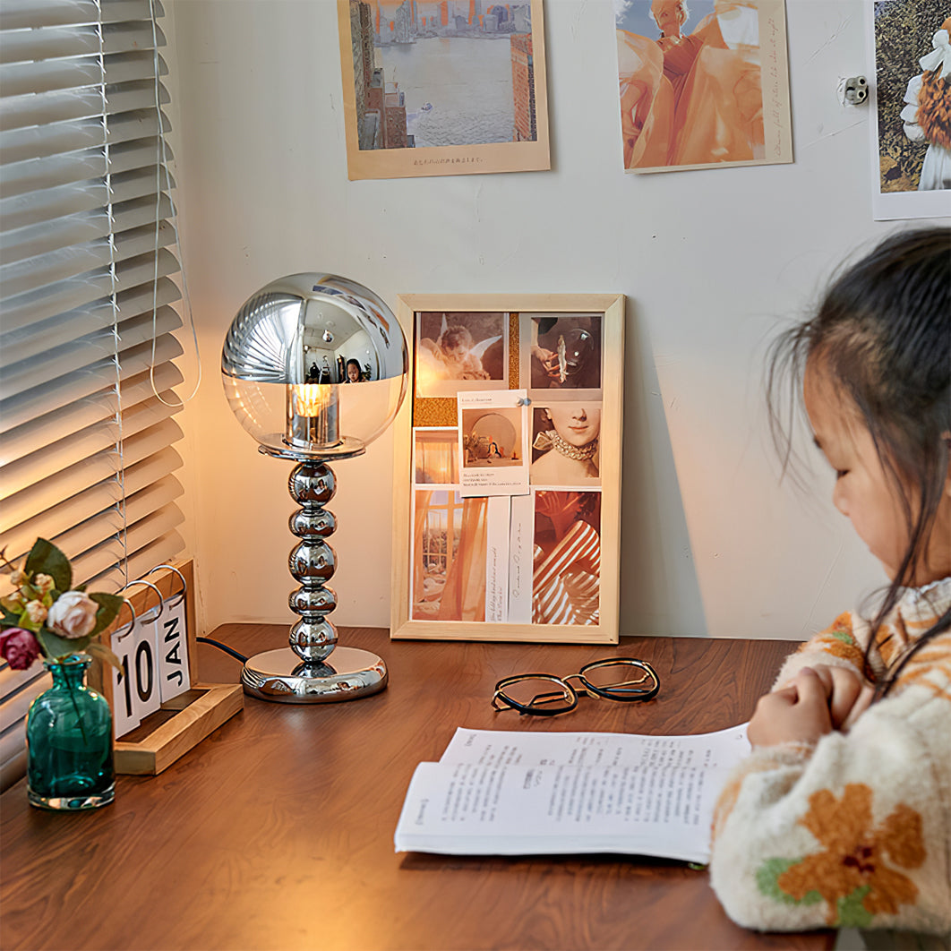 MirrorGlow – Minimalist Chrome Table Lamp