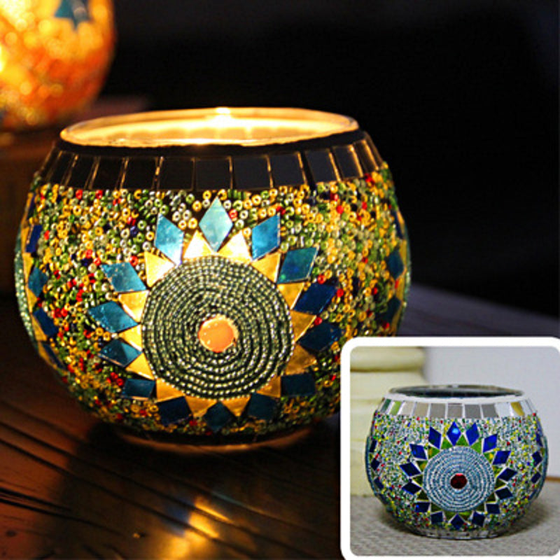 MosaicGlow | Elegant Handcrafted Glass Tealight Holder 20