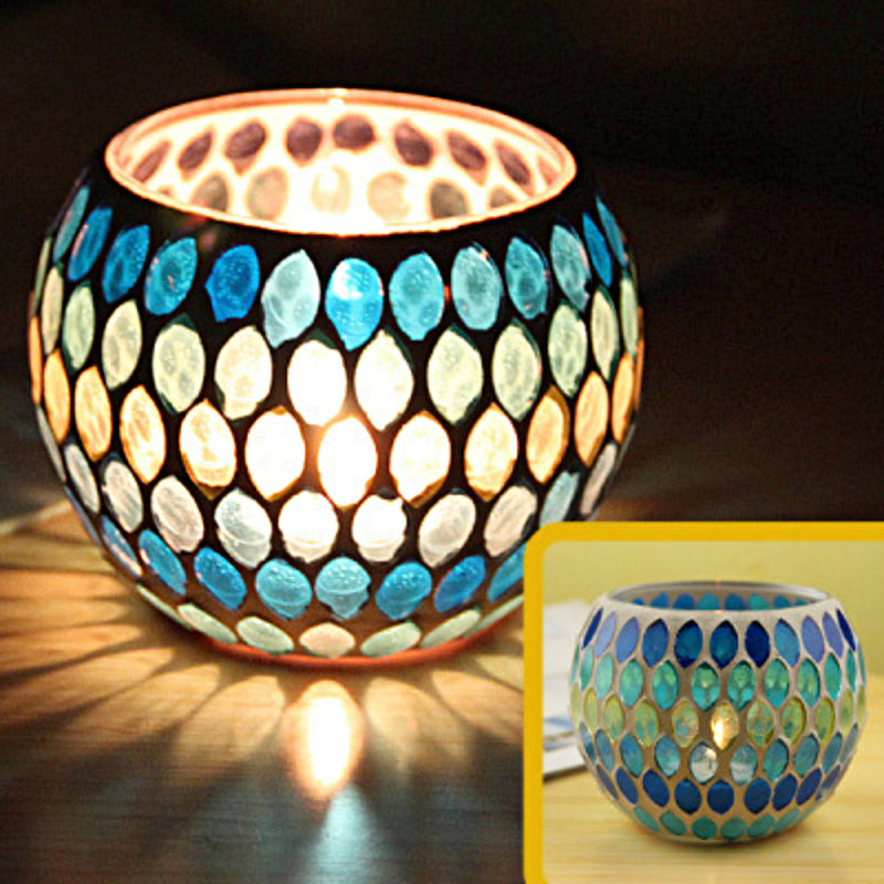 MosaicGlow | Elegant Handcrafted Glass Tealight Holder 6