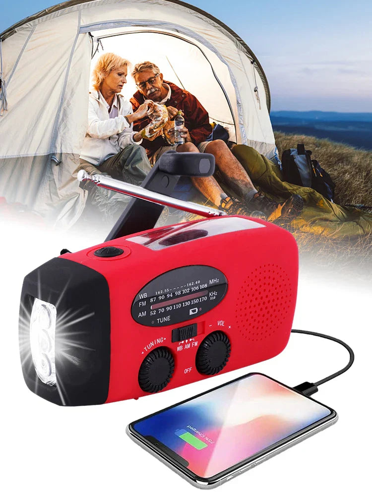Portable Emergency Radio with Flashlight and Power Bank – Solar, Hand Crank, USB-C Charging, Water Resistant, AM/FM Reception-5