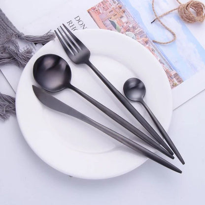 Napoli | Elegant Modern Black Stainless Steel Cutlery Set for Dining 2