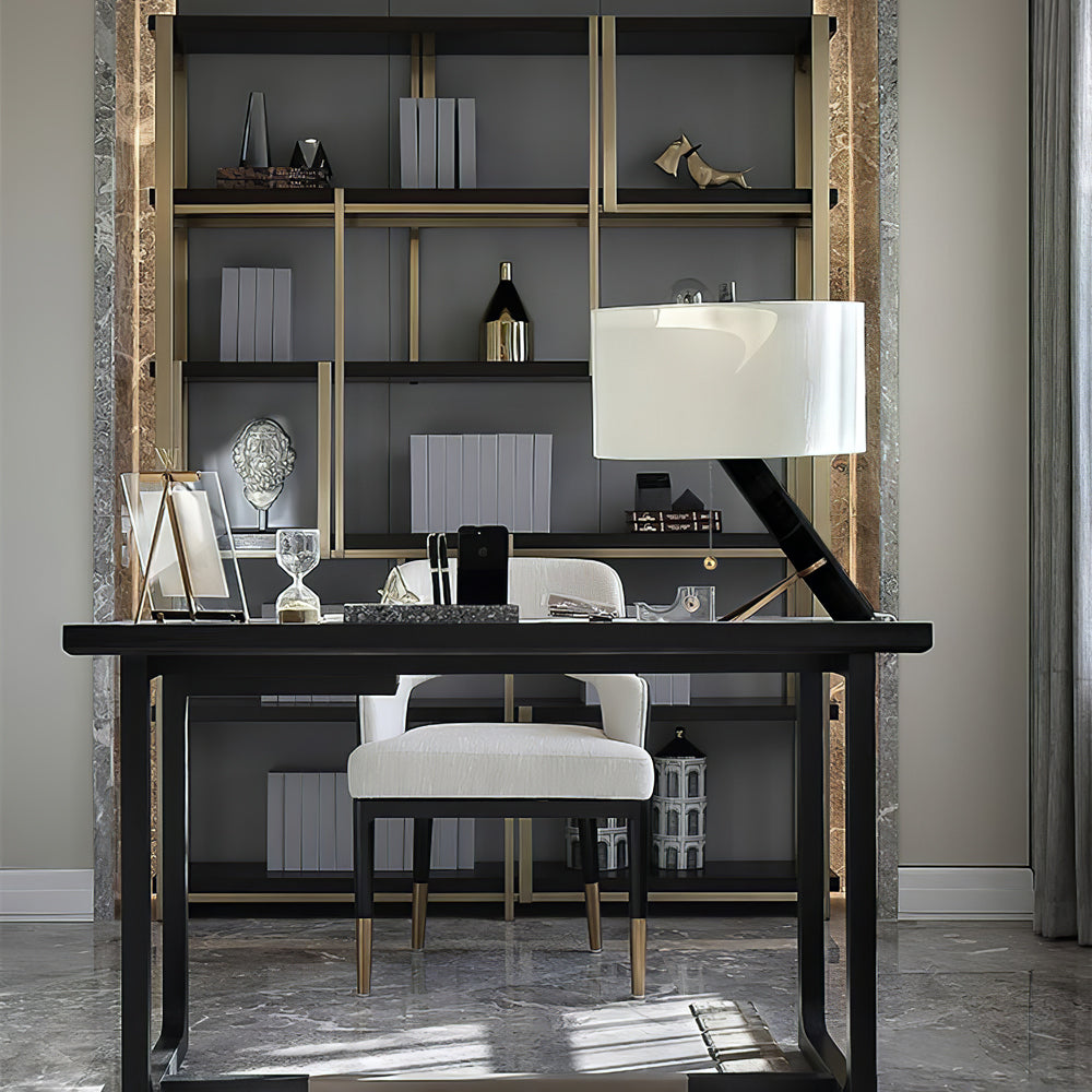 OpalLuxe – Refined Table Lamp with Golden Accents